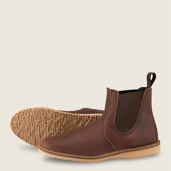 Mens Red Wing Weekender Chelsea - 6-inchr Rough & Tough Leather - Heritage Boots Brown - TWC168740
